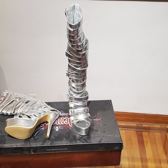 Silver Senator-1 heeled platform sandals - Picture 2 of 4